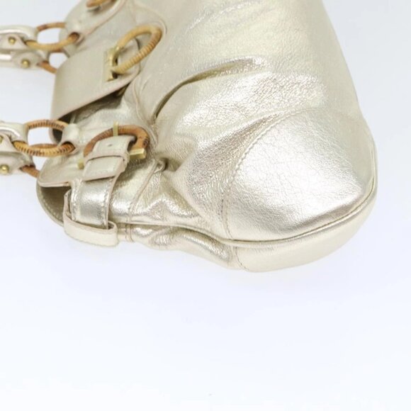 Salvatore Ferragamo Gancini Hand Bag Leather Gold Tone Gold - Picture 4 of 16